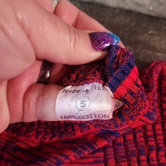 Mens Vintage Vartan Italy Short Sleeve Ribbed Shirt 100% Cotton Poolside Mobster - Picture 4 of 6